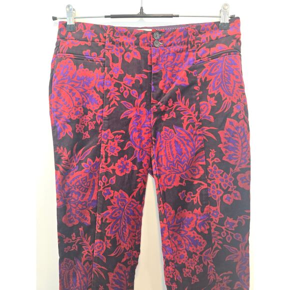 The Essential Slim by Anthropologie Festive Floral Velvet Pants size 6 - Picture 4 of 9